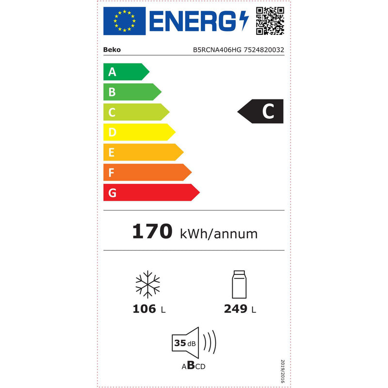 Beko B5RCNA406HG - Koel-vriescombinatie - Harvestfresh - Manhattan grijs