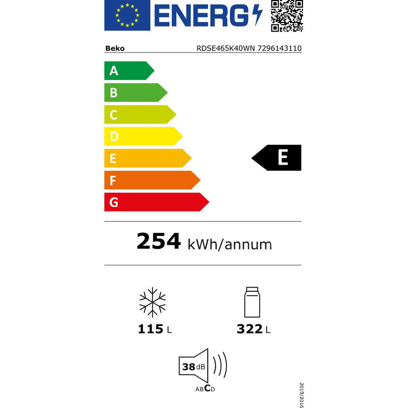 Beko RDSE465K40WN - Koel-vriescombinatie - Wit