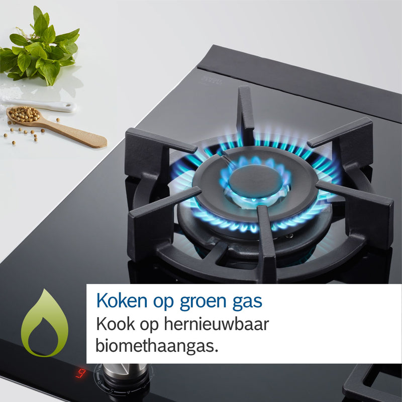 Bosch PPQ7A6B20 - Serie 6 - Gaskookplaat - 75 cm - Hardglas, Zwart