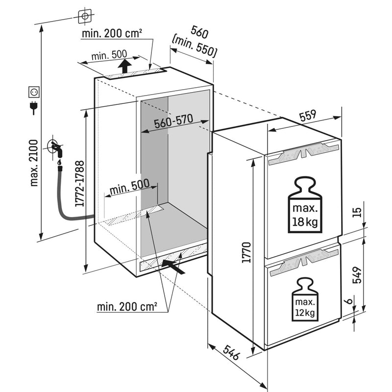 Liebherr ICBdi 5182-20 - Inbouw - koel-vriescombinatie - 178 cm