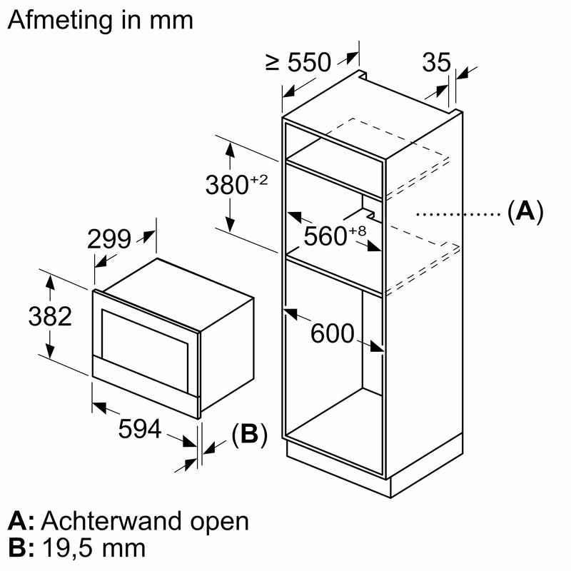 Bosch BFR7221B1 - Serie 8 - Inbouwmagnetron - Zwart