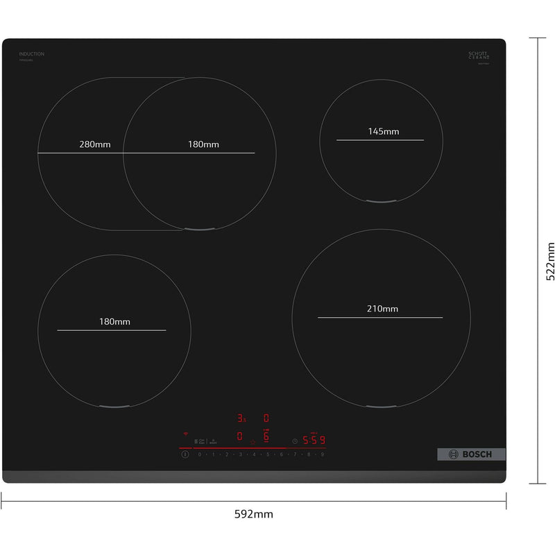 Bosch PIF631HB1E - Serie 6 - Inductiekookplaat - 60 cm - Opbouw zonder kader