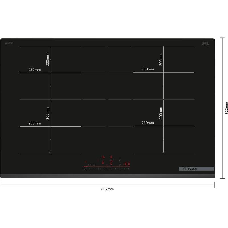 Bosch PXY83KHC1E - Serie 6 - Inductiekookplaat - 80 cm - Opbouw zonder kader