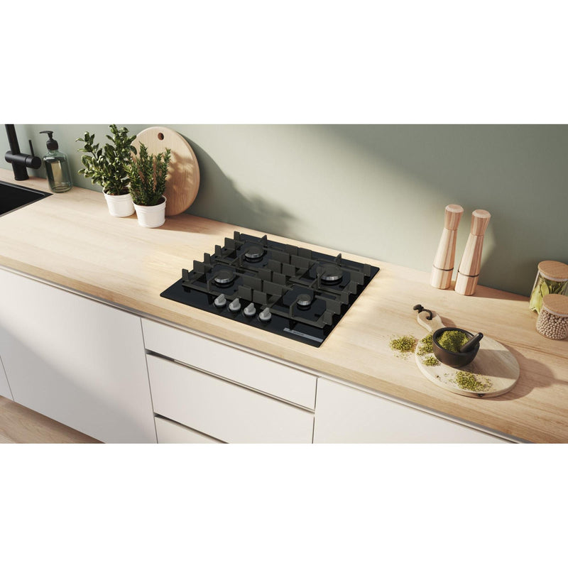 Bosch PNP6B6K40 - Serie 4 - Gaskookplaat - 60 cm - Hardglas, Zwart