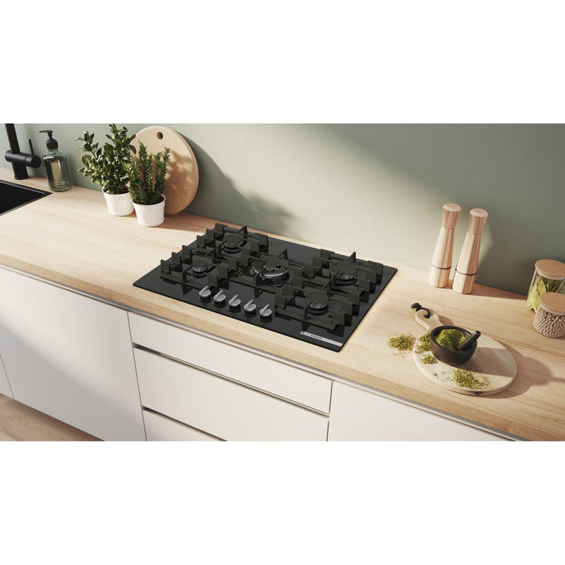 Bosch PPQ7A6I40 - Serie 6 - Gaskookplaat - 75 cm - Hardglas - Zwart