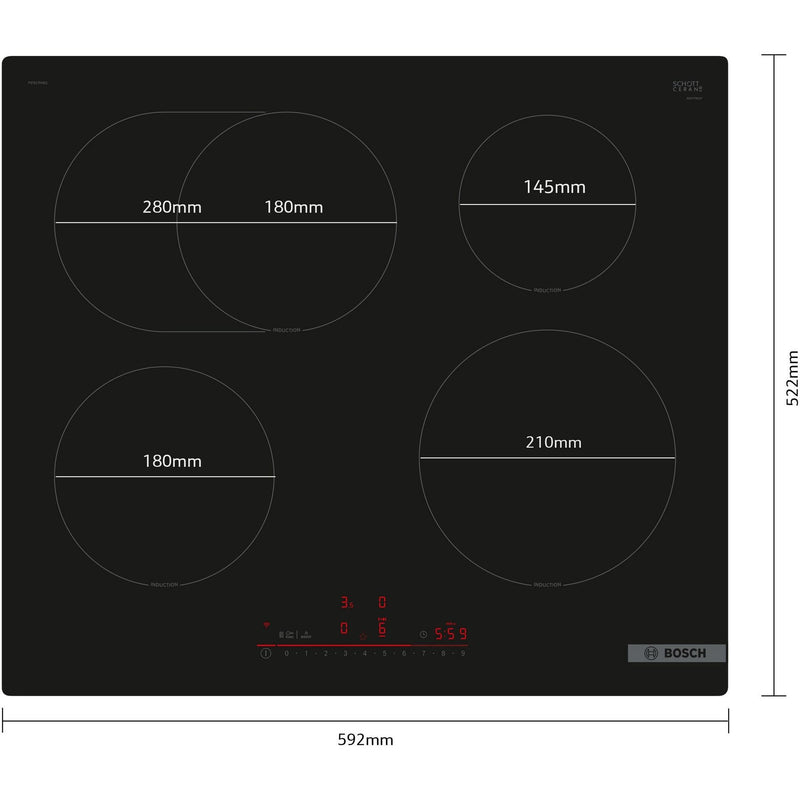 Bosch PIF61RHB1E - Serie 6 - Inductiekookplaat - 60 cm - Opbouw zonder kader