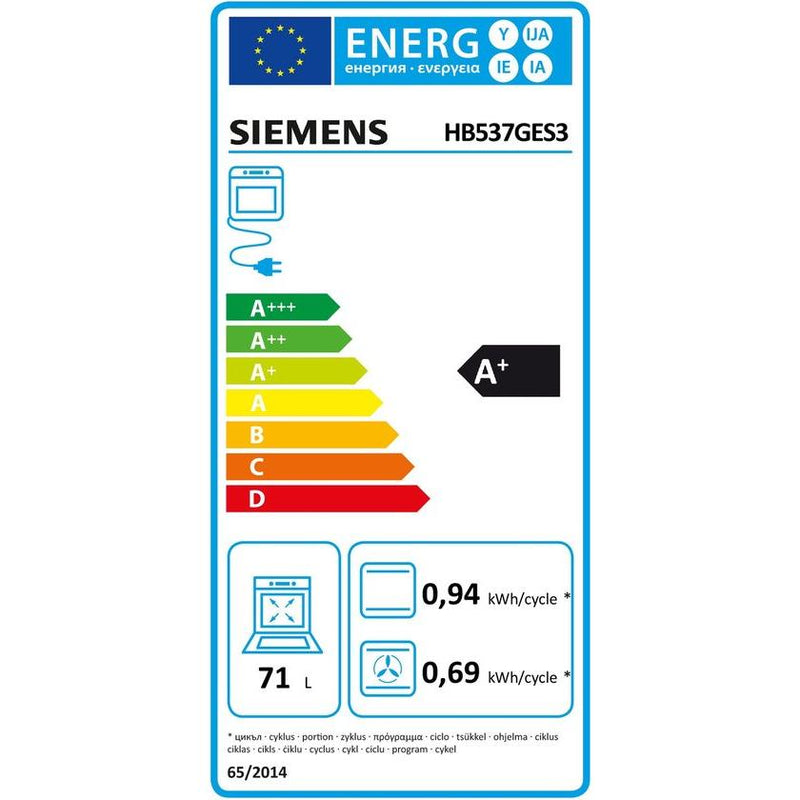 Siemens HB537GES3 - iQ500 - Inbouwoven - 60 x 60 cm - Inox