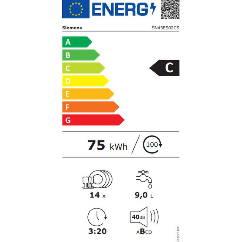 Siemens SN43ES02CS  - iQ300 - Onderbouw vaatwasser - 60 cm - Geborsteld staal