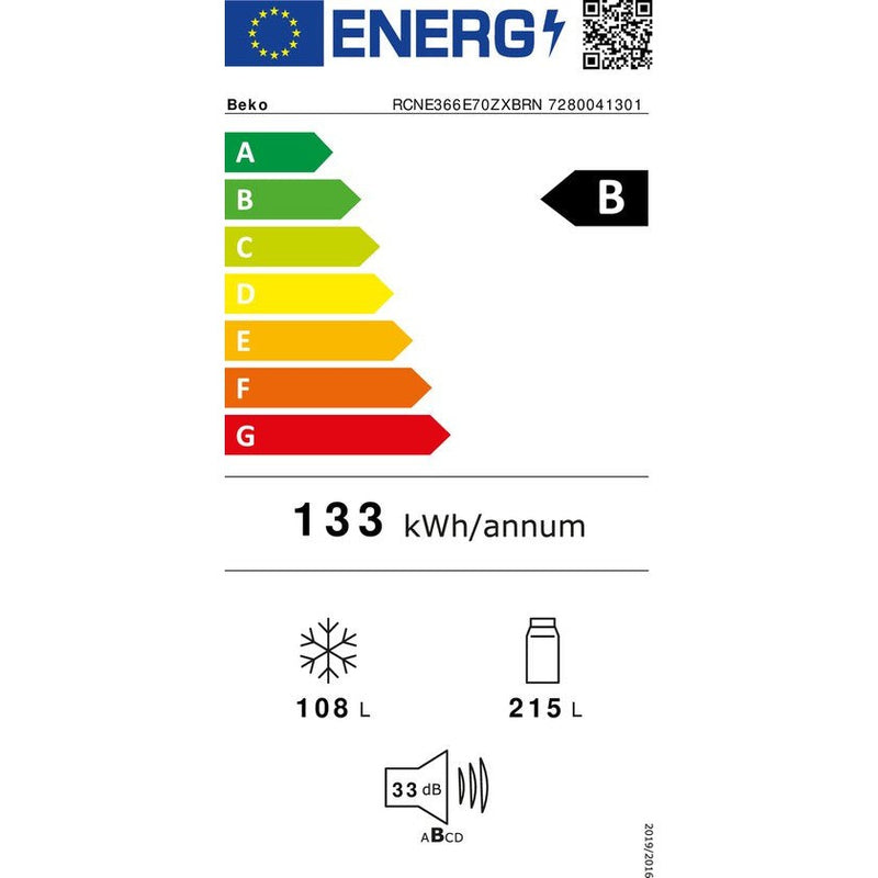 Beko RCNE366E70ZXBRN - Koel-vriescombinatie - Zwart