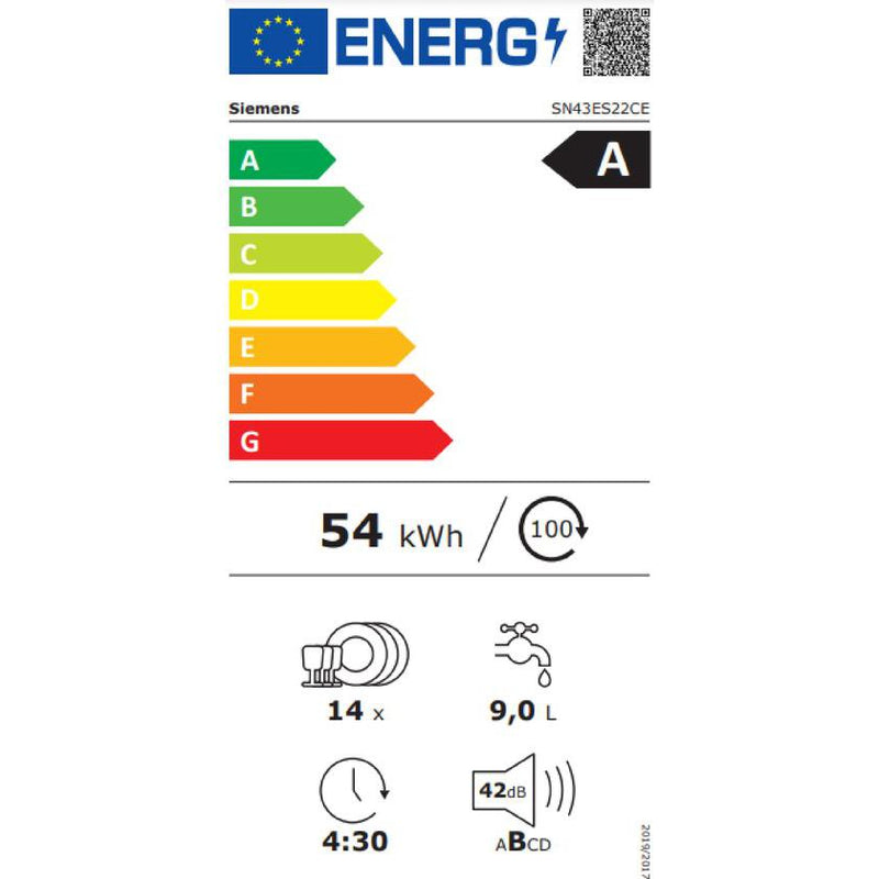 siemens SN43ES22CE - iQ300 - Onderbouw vaatwasser - 60 cm - Geborsteld staal