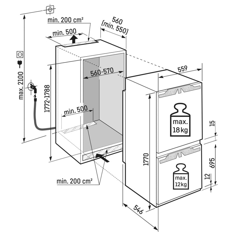 Liebherr ICNdi 5173-20 - Inbouw - koel-vriescombinatie - 178 cm