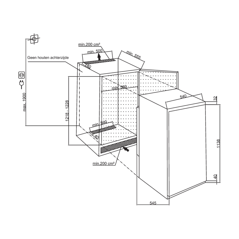Beko BLSA210M4SN - Inbouw - Koelkast - 122 cm
