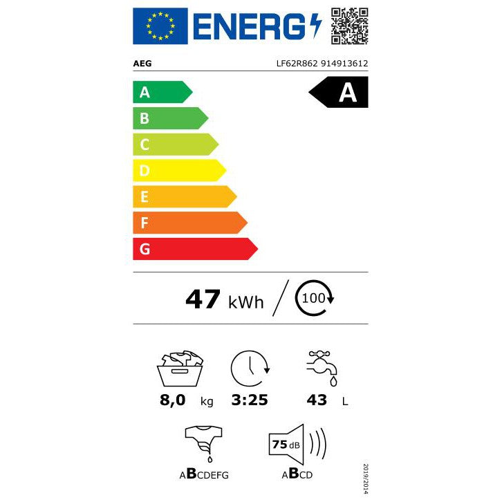 AEG LF62R862 Wasmachine energielabel