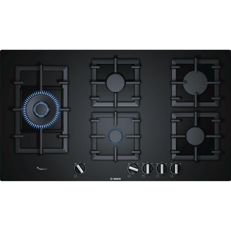 Bosch PPS9A6B90 - Serie 6 - Gaskookplaat - 90 cm - Hardglas - Zwart