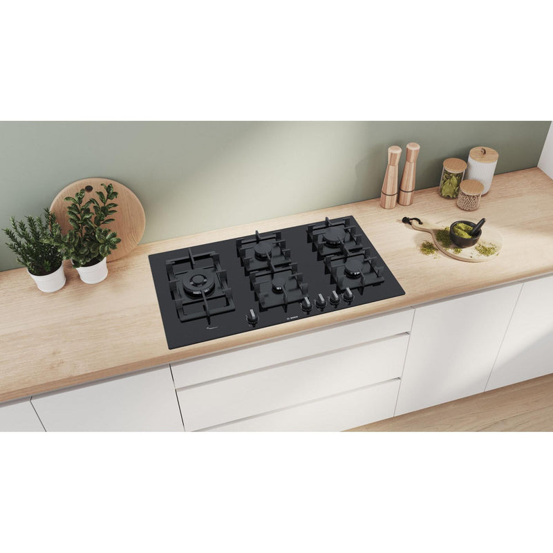 Bosch PPS9A6B90 - Serie 6 - Gaskookplaat - 90 cm - Hardglas - Zwart