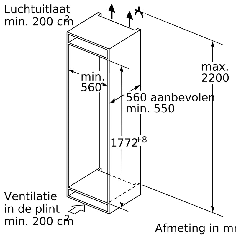 Siemens KI81RAFE1 - iQ500 - Inbouw - Koelkast - 178 cm