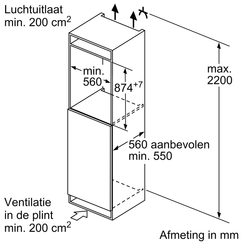 Siemens KI22L2FE0 - IQ300 - Inbouw - Koelkast - 88 cm