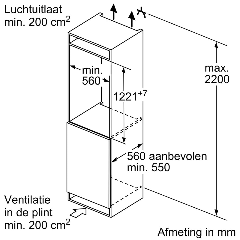 Siemens KI41R2FE0 - IQ300 - Inbouw - Koelkast - 122 cm