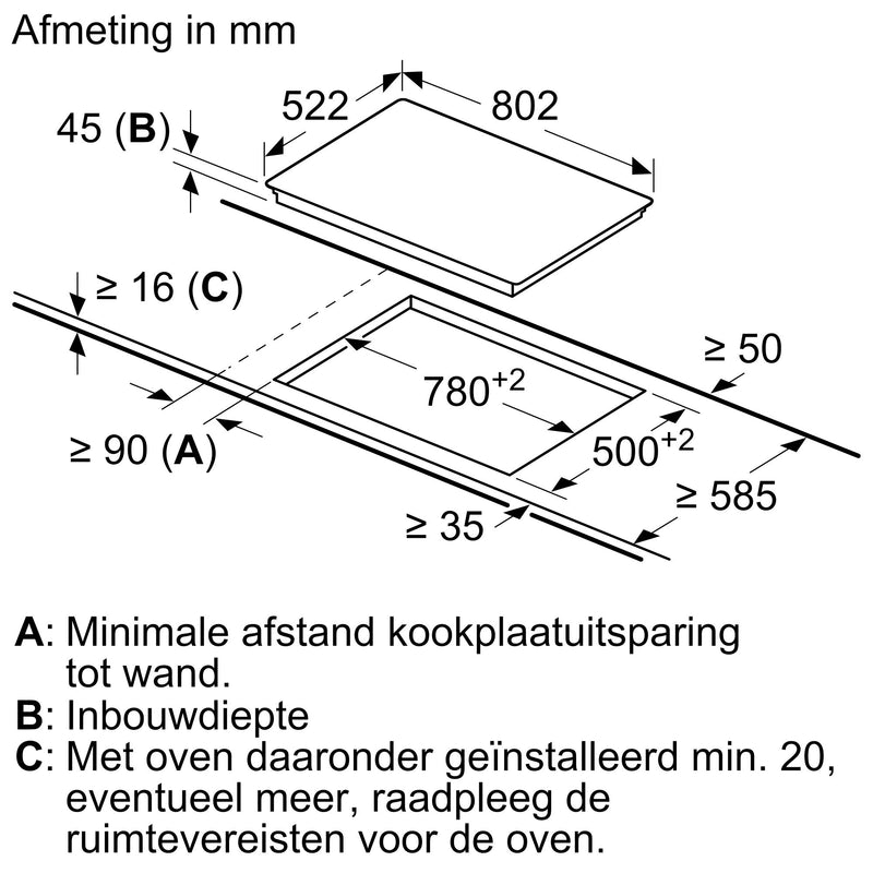 Bosch PKH811BB1D - Serie 4 - Elektrische kookplaat - 80 cm - Opbouw zonder kader