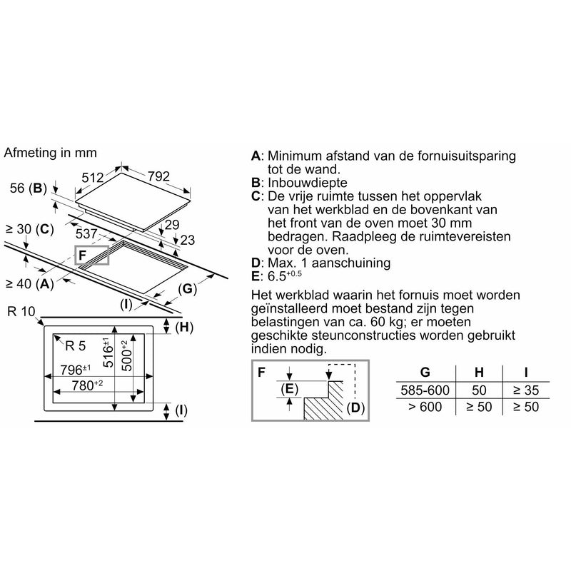 Siemens EH801LVC1E - iQ100 - Inductiekookplaat - 80 cm - Zwart - Vlakinbouw