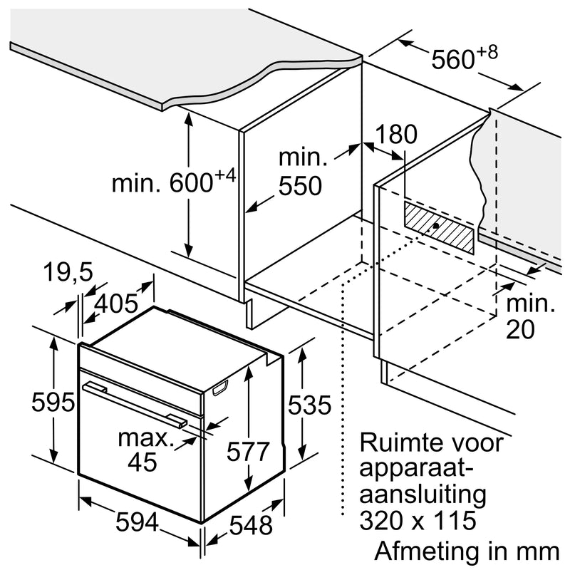 Bosch HBA7741B1 - Serie 8 - inbouwoven - 60x60 cm - Zwart