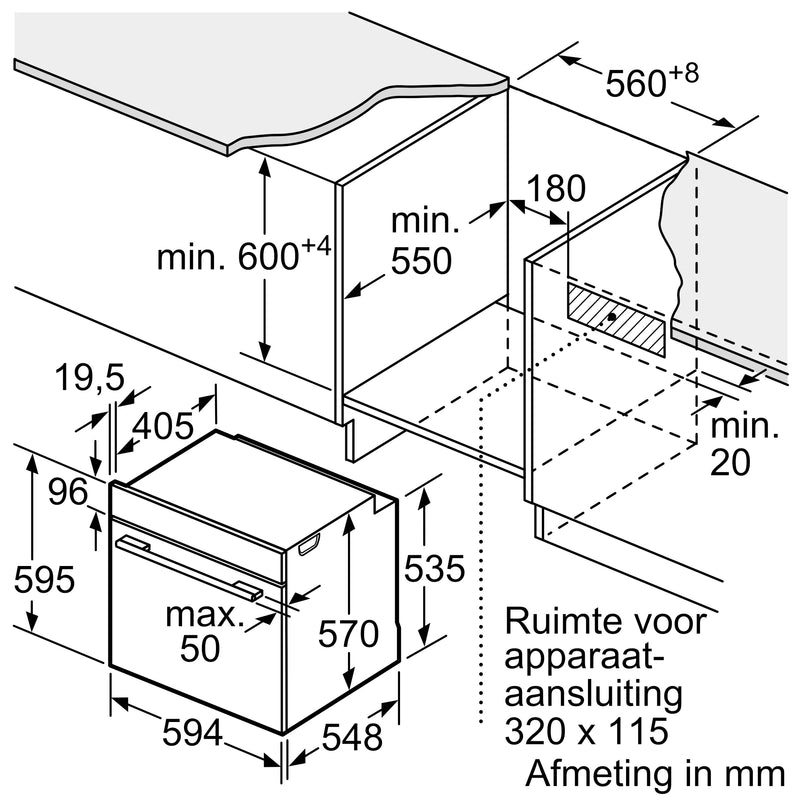 Bosch HBA578BB0 - Serie 6 - inbouwoven - 60x60 cm - Zwart