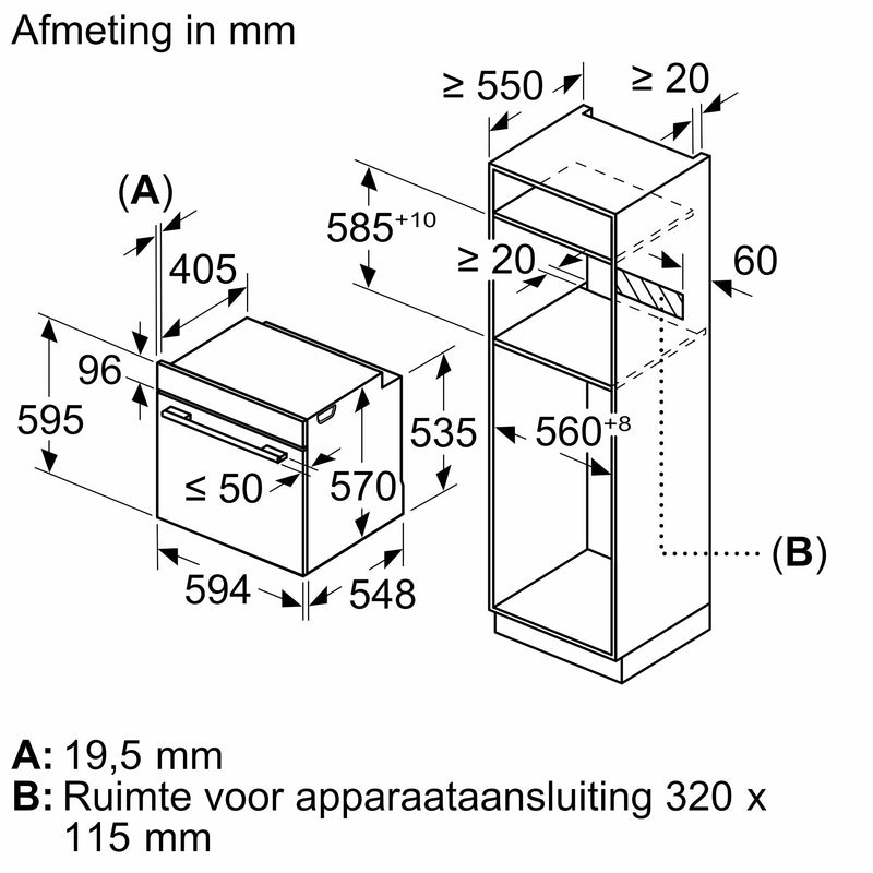 Siemens HB574ABR3F - iQ300 - Inbouwoven - 60 x 60 cm - Zwart