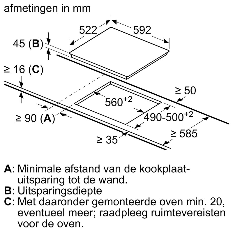 Bosch PKE611BA2E - Serie 4 - Elektrische kookplaat - 60 cm - Opbouw zonder kader