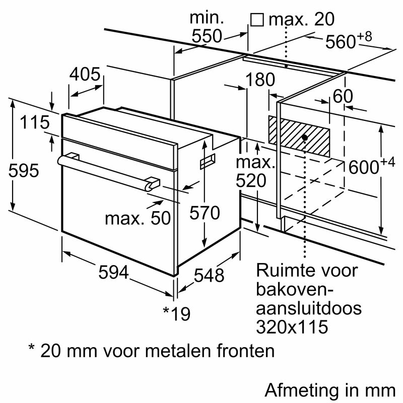 Siemens HB113FBS1 - iQ100 - Inbouwoven - 60 x 60 cm - Inox