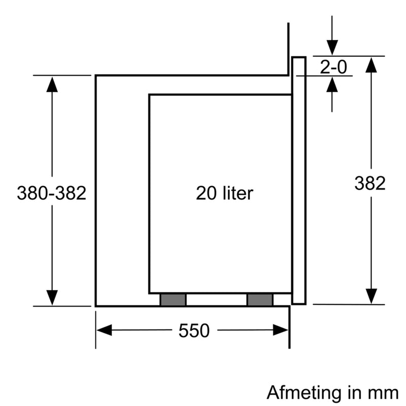 Bosch BFL523MB1F - Serie 4 - Inbouwmagnetron - 38x59 cm - 20 l - Zwart - Eenvoudig te reinigen met hydrolyse