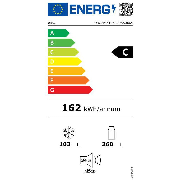 AEG ORC7P361CX - 7000 serie - UltraFresh+ - Koel-vriescombinatie