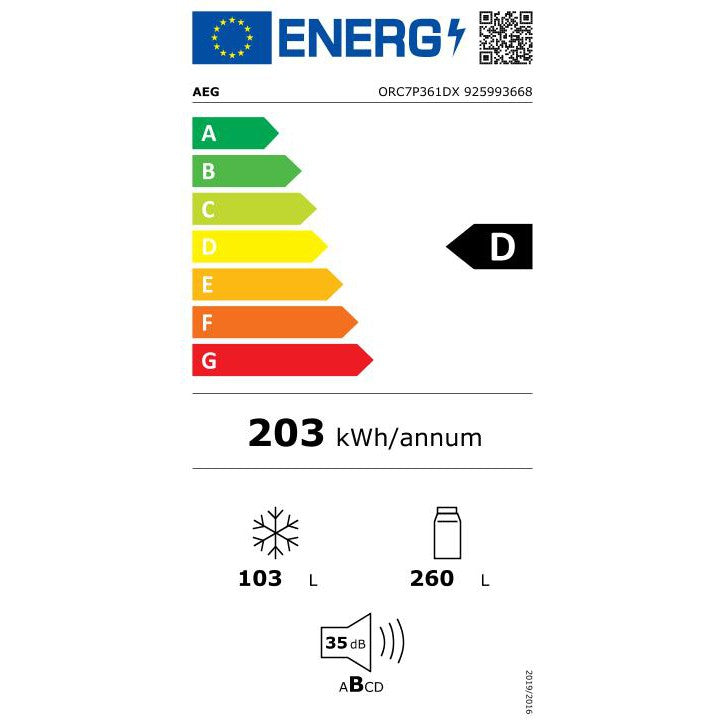 AEG ORC7P361DX - 7000 serie - UltraFresh+ - Koel-vriescombinatie