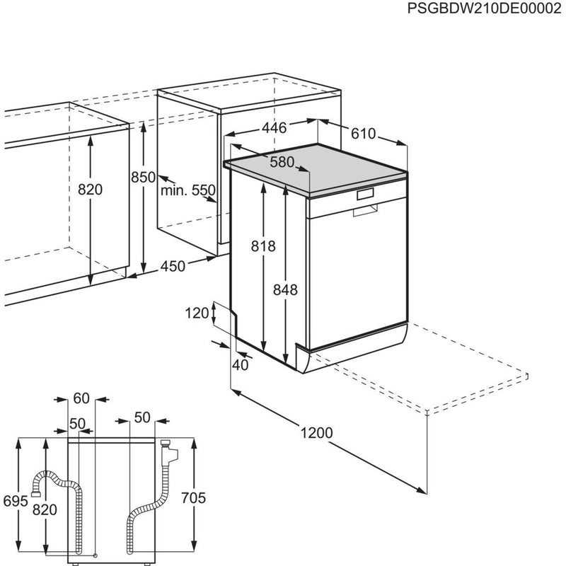 AEG FFB62427ZM - 6000 serie - SatelliteClean® - Vrijstaande vaatwasser - 45 cm