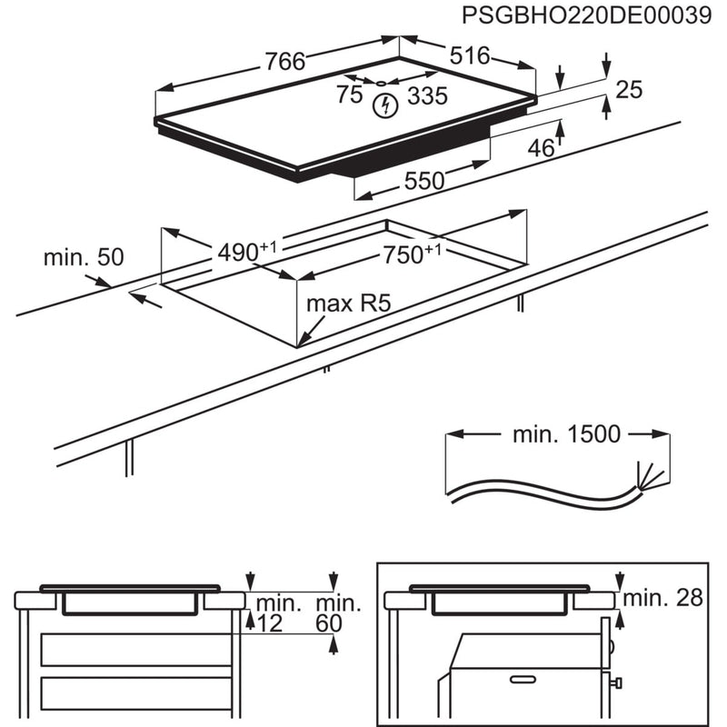 AEG IAE84411XB - 7000 serie - SenseBoil® - inductie Kookplaat - 80 cm