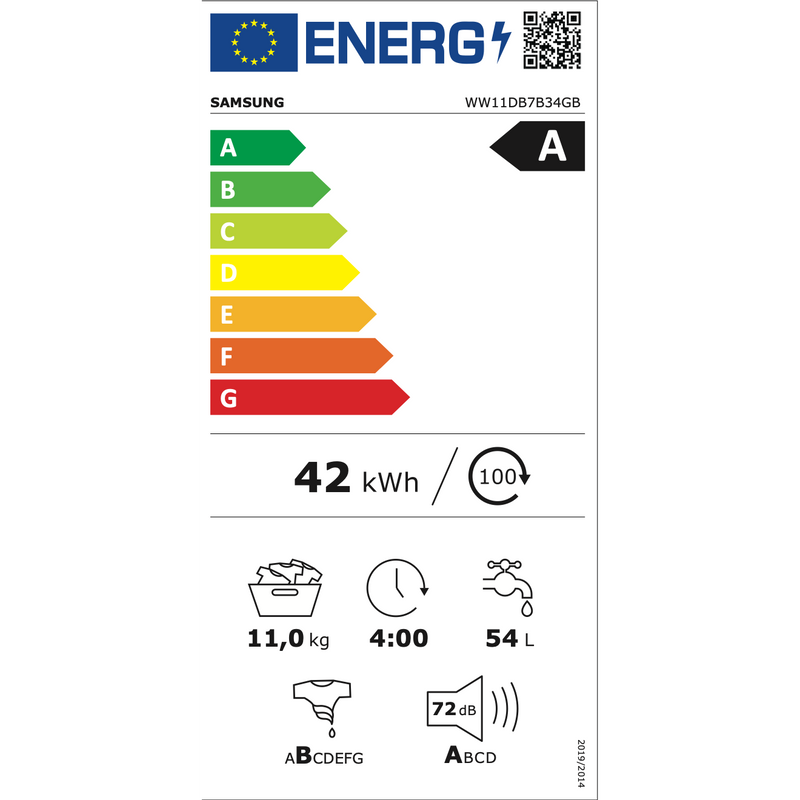 Samsung WW11DB7B34GBU3 - 7000 serie - Bespoke AI Ecobubble - 11 Kg - Wasmachine