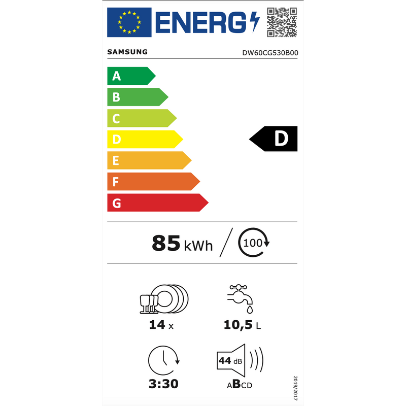 Samsung DW60CG530B00ET  - Serie 5 - Inbouwvaatwasser met Auto Open