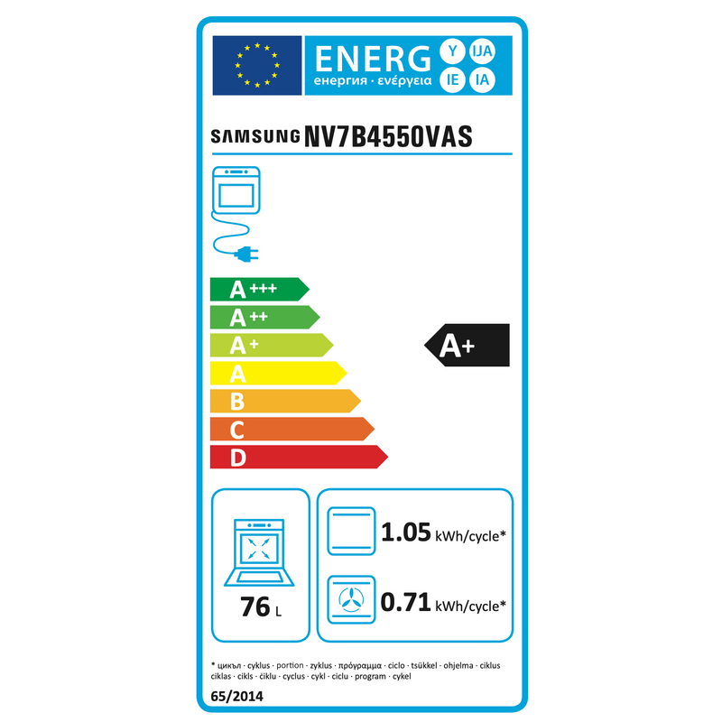 Samsung NV7B4550VAS - 4 serie - Dual Cook Flex™ Oven - 76L - 60cm