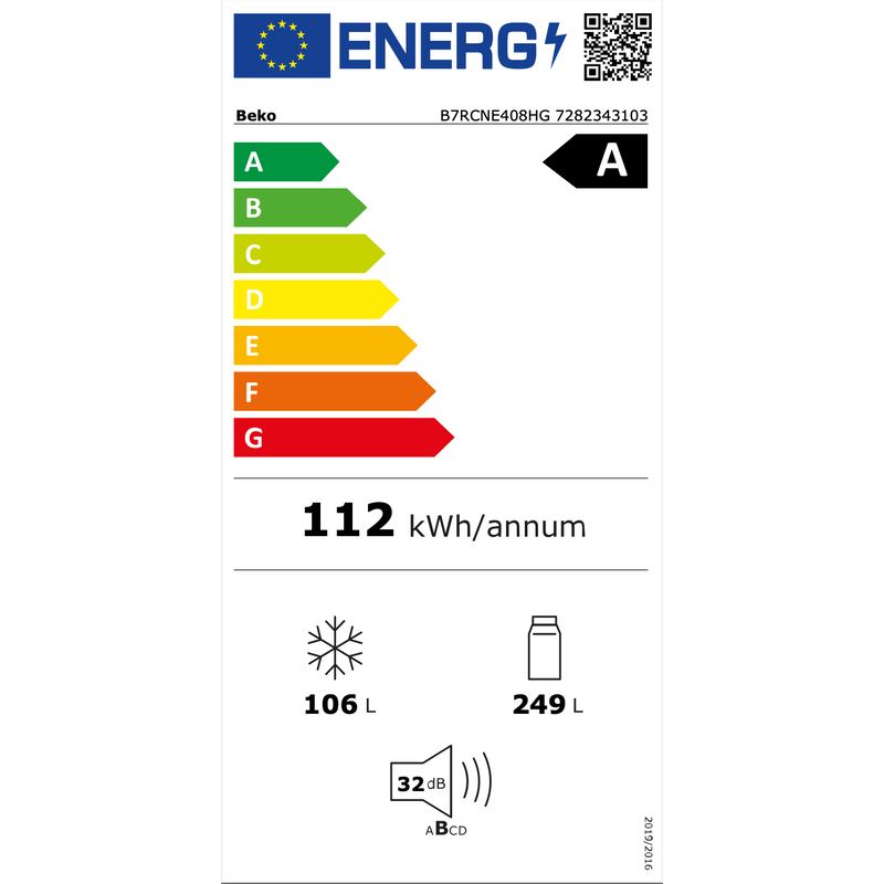 Beko B7RCNE408HG - Koel- en vriescombinatie - Grijs