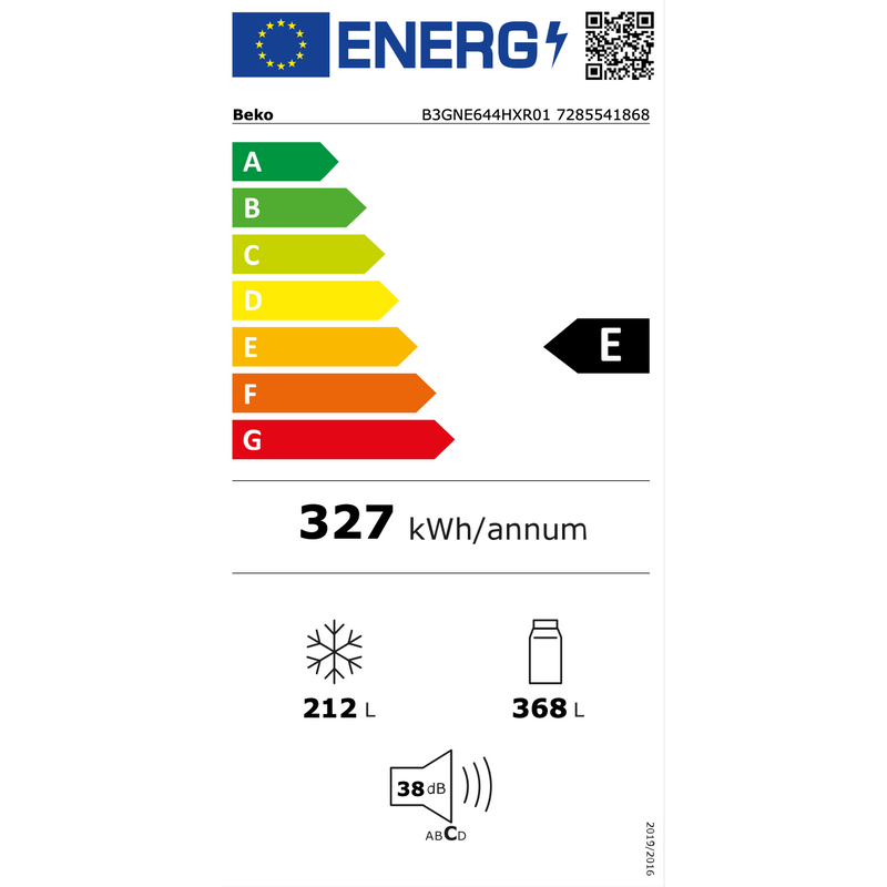 Beko B3GNE644HXR01 - Amerikaanse koelkast - Zwart