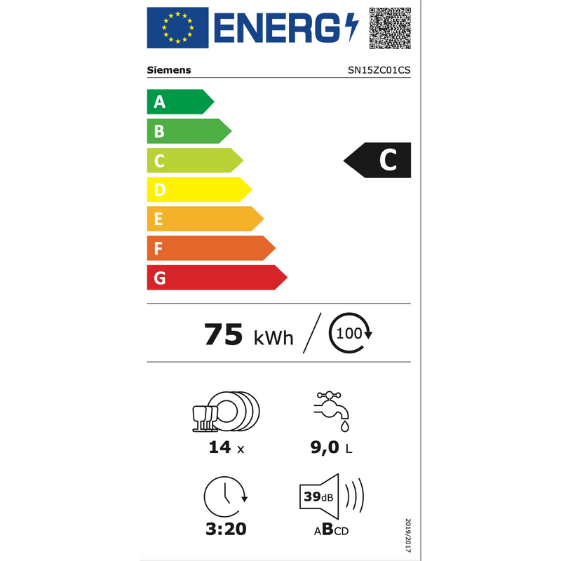 Siemens SN15ZC01CS - iQ500 - Onderbouw vaatwasser - 60 cm - Zwart geborsteld staal AntiFingerprint