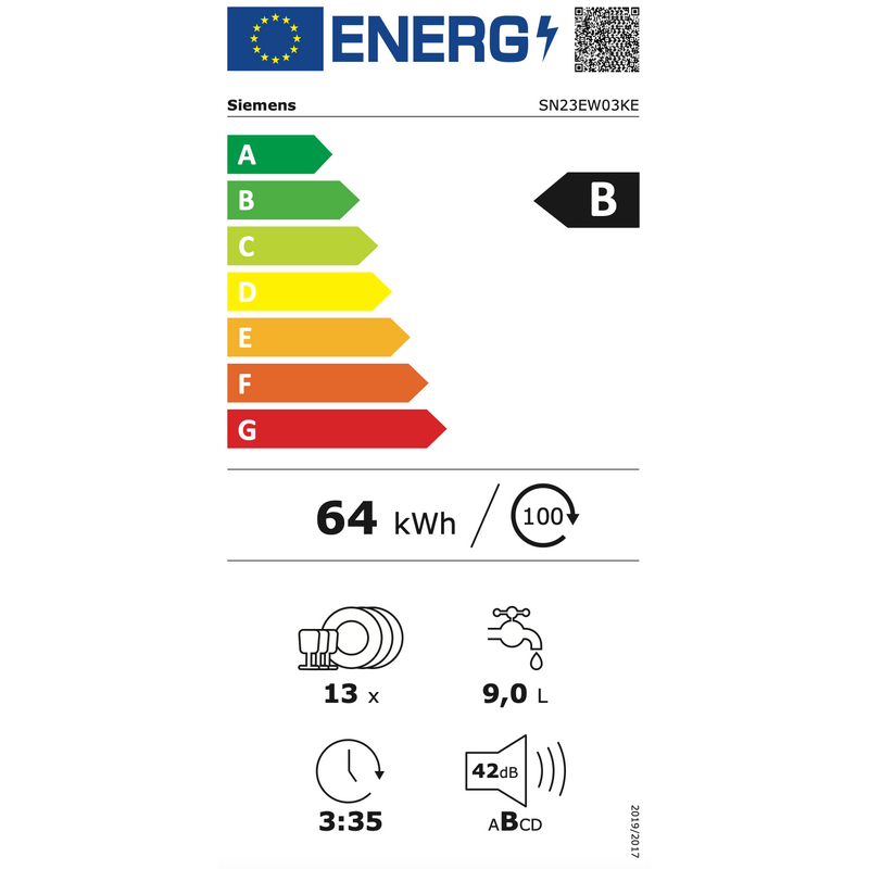 Siemens SN23EW03KE - iQ300 - Vrijstaande vaatwasser - 60 cm - wit