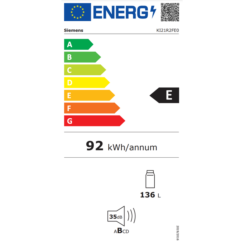 Siemens KI21R2FE0 - iQ300 - Inbouw koelkast - 88 x 56 cm - Vlakscharnier