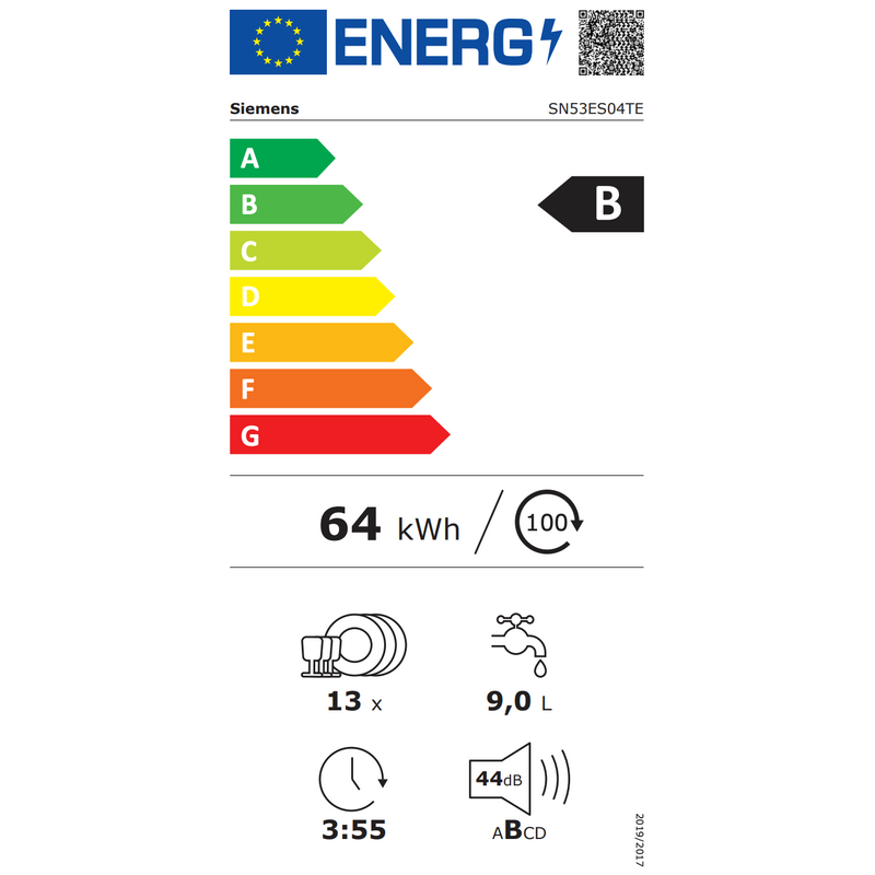 Siemens SN53ES04TE - iQ300 - Integreerbare vaatwasser - 60 cm - Geborsteld staal