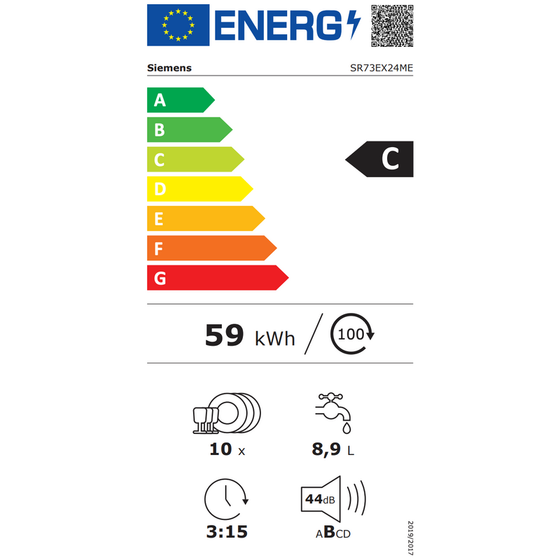 Siemens SR73EX24ME -iQ300 - Volledig integreerbare vaatwasser - 45 cm - varioScharnier
