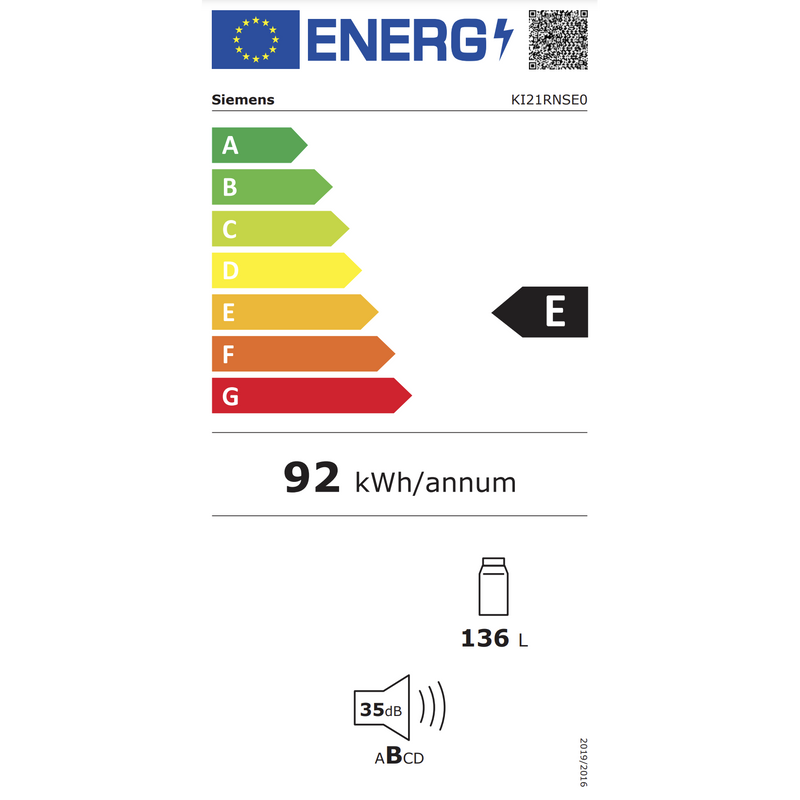 Siemens KI21RNSE0 - IQ100 - Inbouw - Koelkast - 88 cm