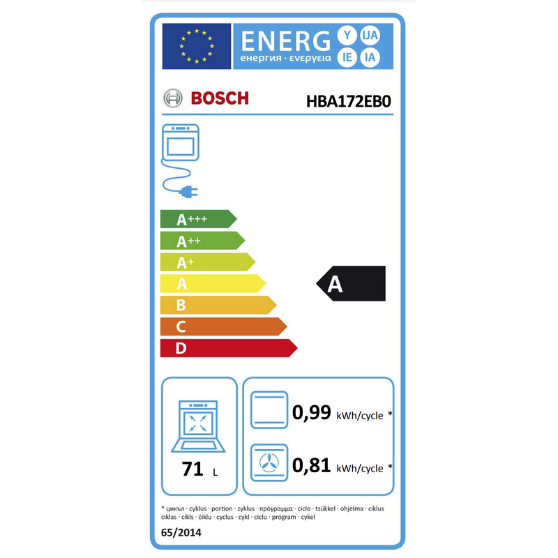 Bosch HBA172EB0 - Serie 2 -  inbouwoven - 60x60 cm - Zwart