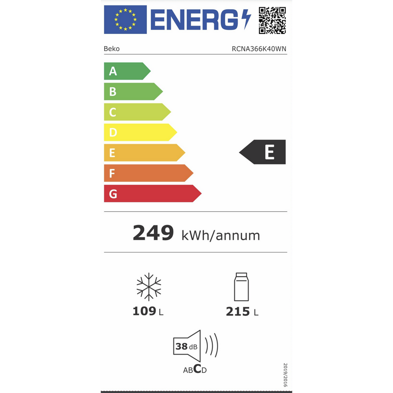 Beko RCNA366K40WN - Koel-vriescombinatie - Wit