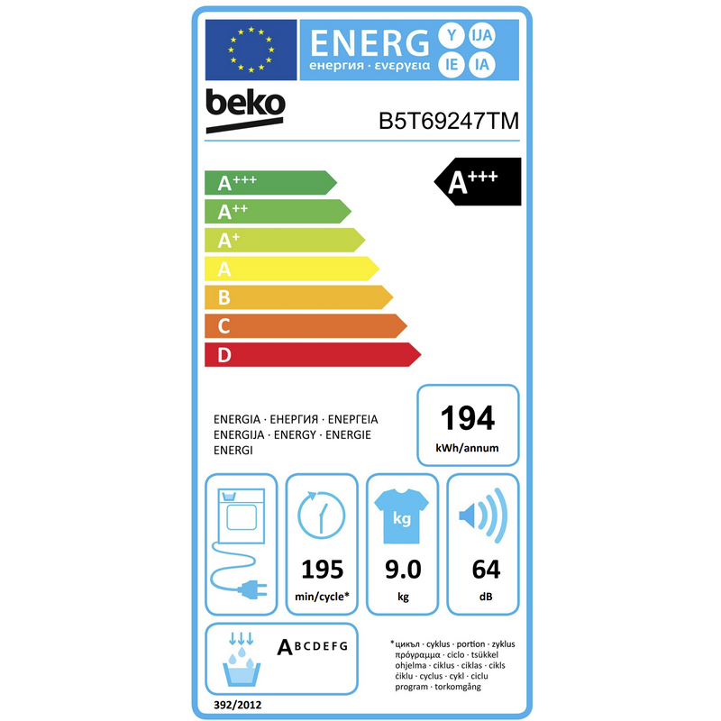 Beko B5T69247TM - Warmptepompdroger - 9 Kg - Antraciet