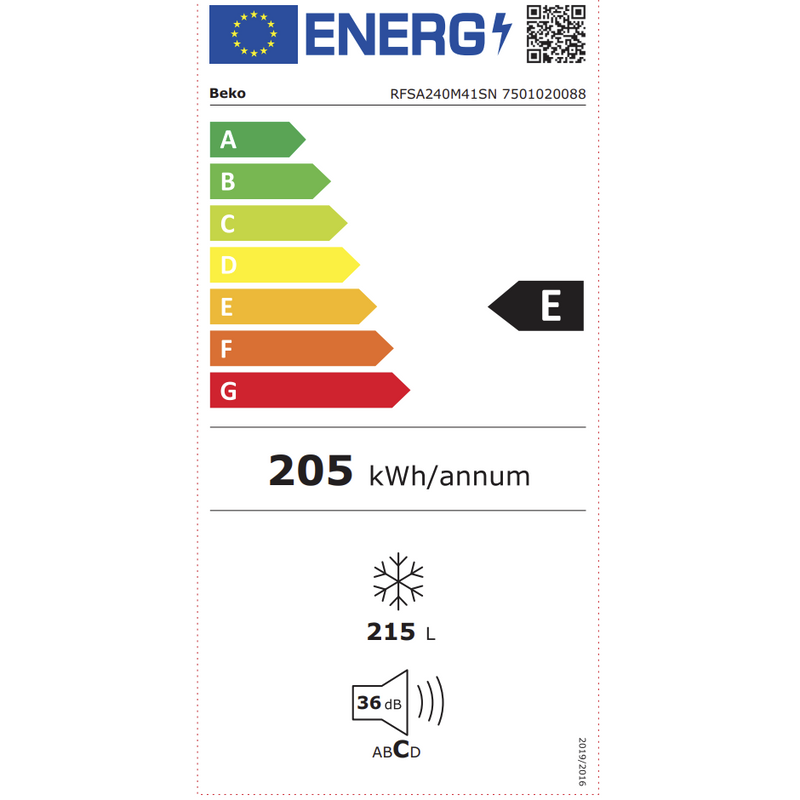 Beko RFSA240M41SN - Vriezer - Inox