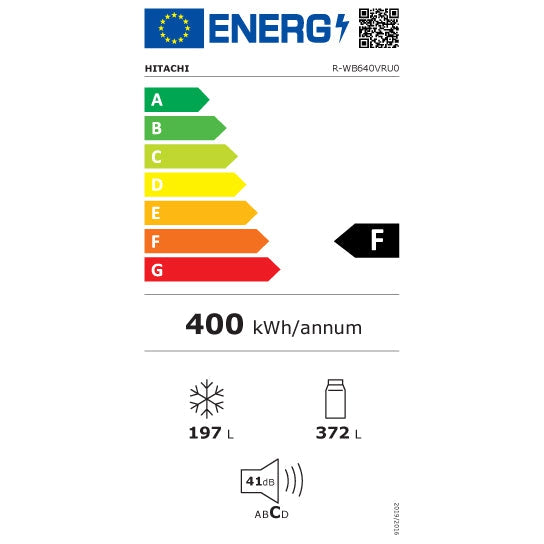 Hitachi R-WB640VRU0X (MMW) side-by-side koelkast 4 Deuren mat wit glas